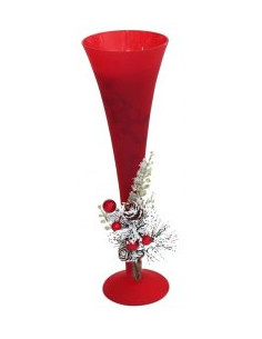 CANDLE RED GLASS FLUTE