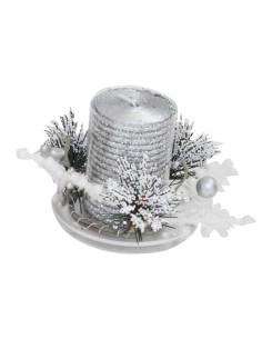 SILVER COLOUR CANDLE W/SAUCER