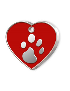 PET TAG BIG RED HEART WITH PAW