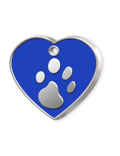 PET TAG BIG BLUE HEART WITH...