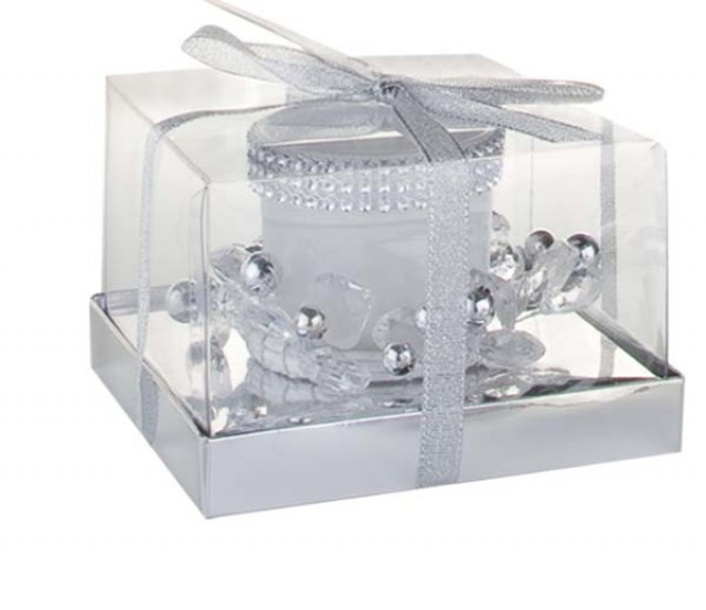 BOUGEOIR VERRE BLANC d=55 - h=65 mm