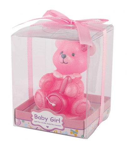 BOUGIE "OURSON" ROSE H75 MM