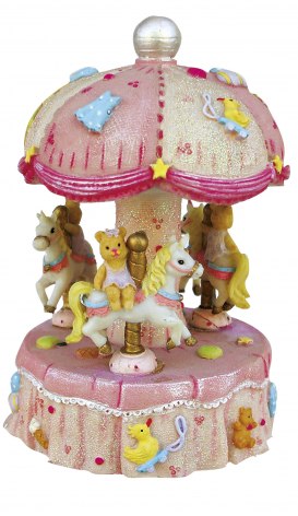 CARROUSEL LICORNES ROSE - h = 140 mm