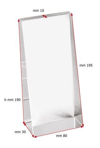 TROFEO VETRO TRASPARENTE mm 190x80x30-10