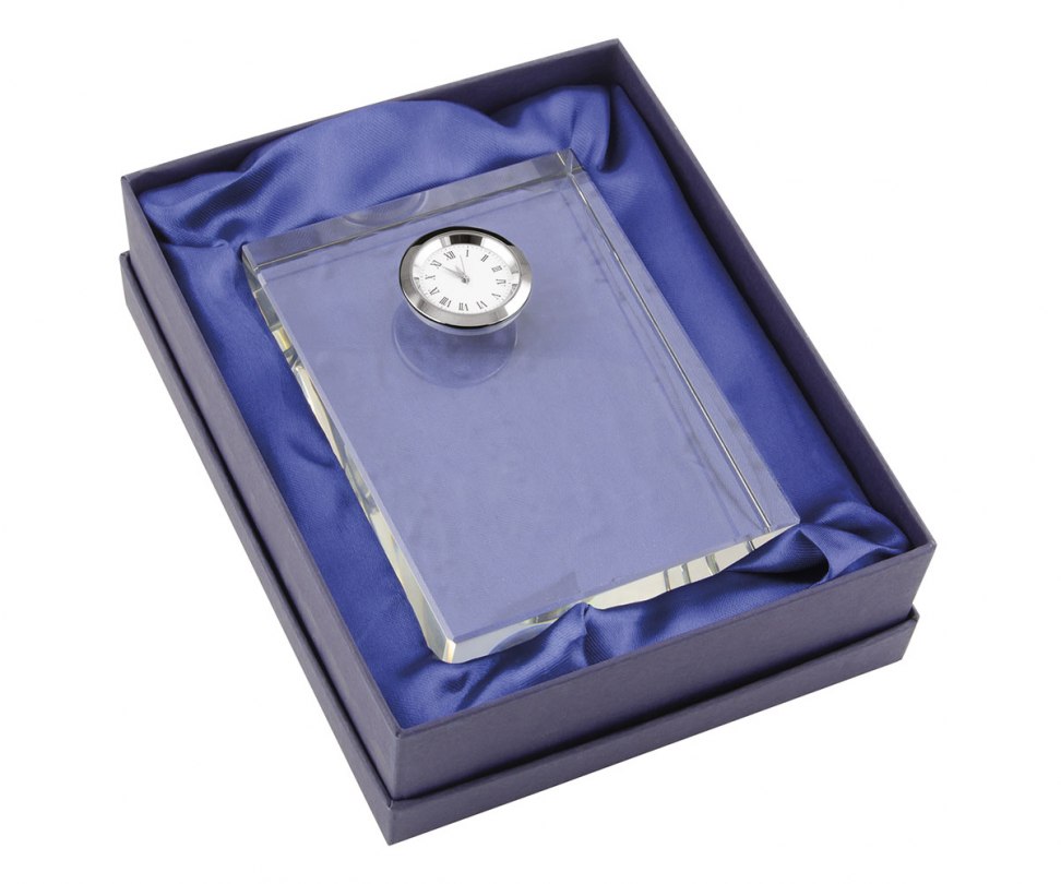 GLASS CLOCK 100X140X40 MM