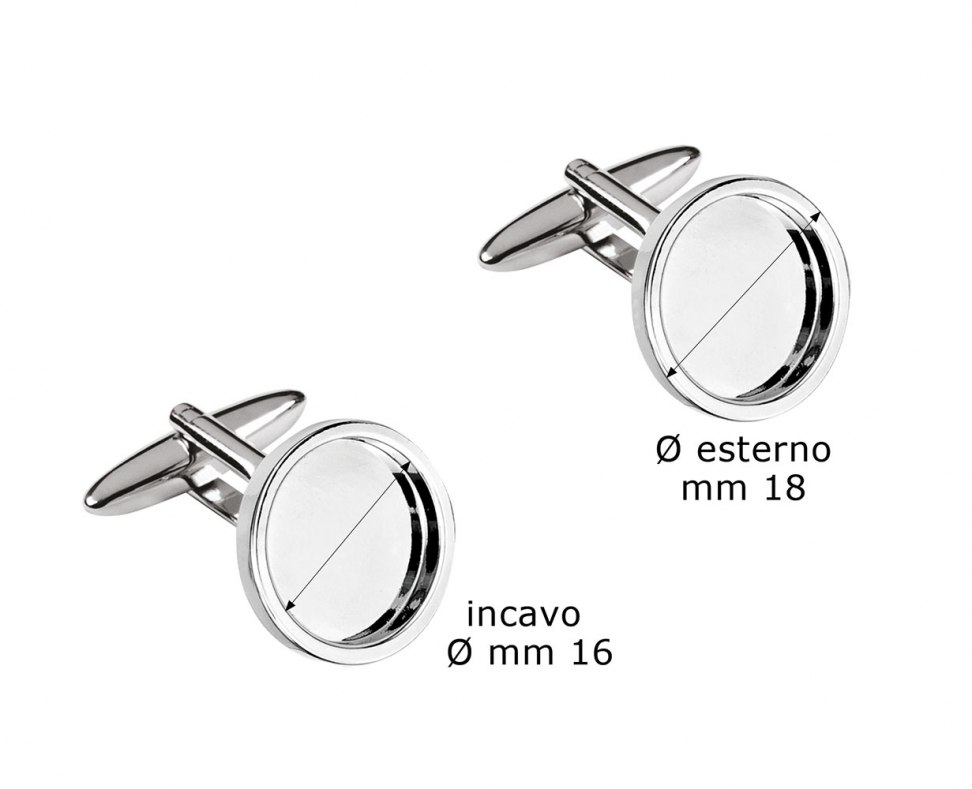 ROUND CUFFLINKS RECESSED 16 mm