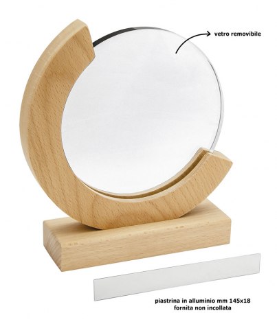 TROFEO VETRO DIAM.150 MM SUPPORTO LEGNO