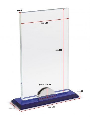 VETRO TRASP.200X120 C/SUPPORTO BASE BLU