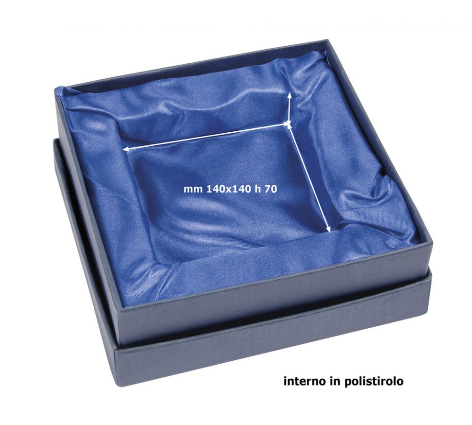 BLAUE SCHACHTEL BLAUER SATIN 180X180X90