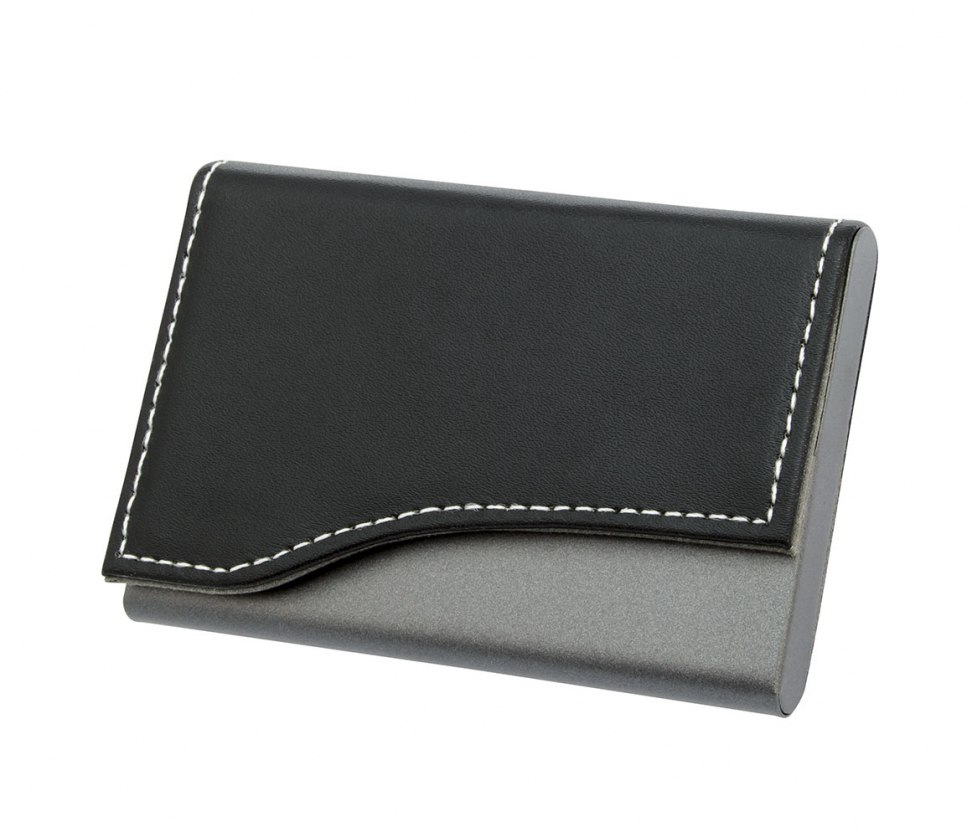 PORTABIGLIETTI METALLO BRUNITO PU NERO