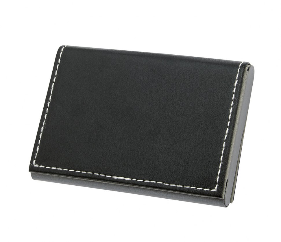 PORTABIGLIETTI METALLO BRUNITO PU NERO