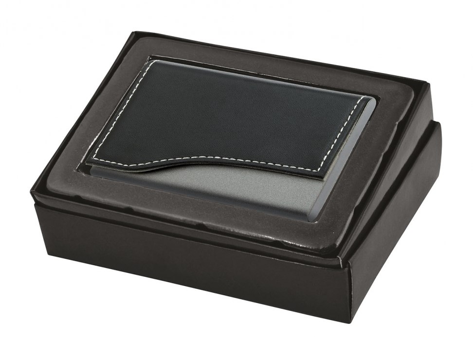 PORTABIGLIETTI METALLO BRUNITO PU NERO