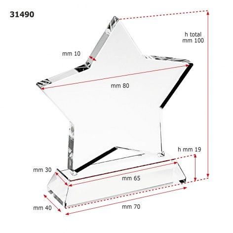 TROFEO STELLA IN VETRO mm 80 - base h19