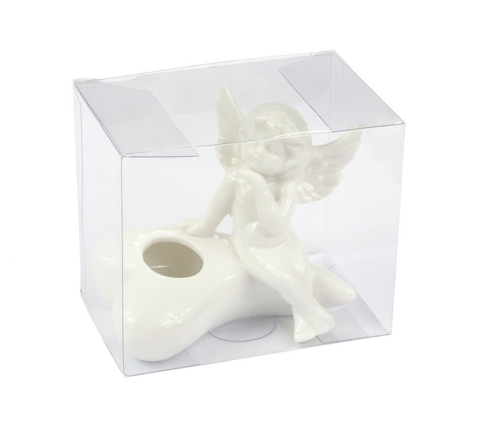 PORTE-BOUGIE PORCELAINE AVEC ANGELET