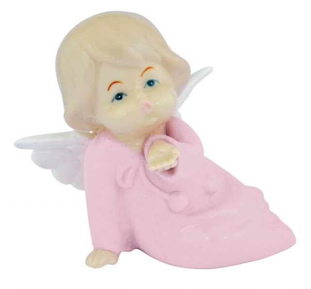 ANGELET EN CÉRAMIQUE ROSE 6.6*4.8*8