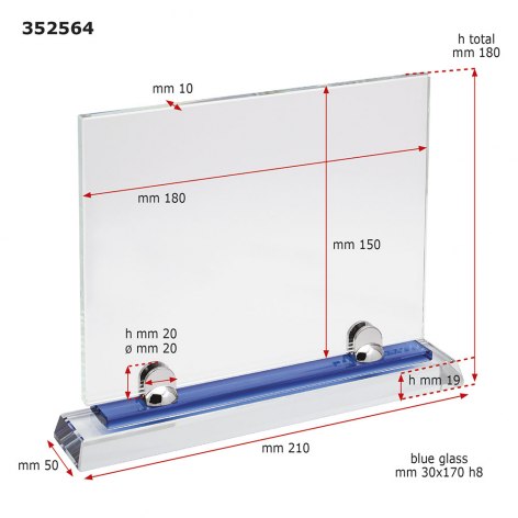 TROFEO VETRO180x150x10 BASE H19 + BLU