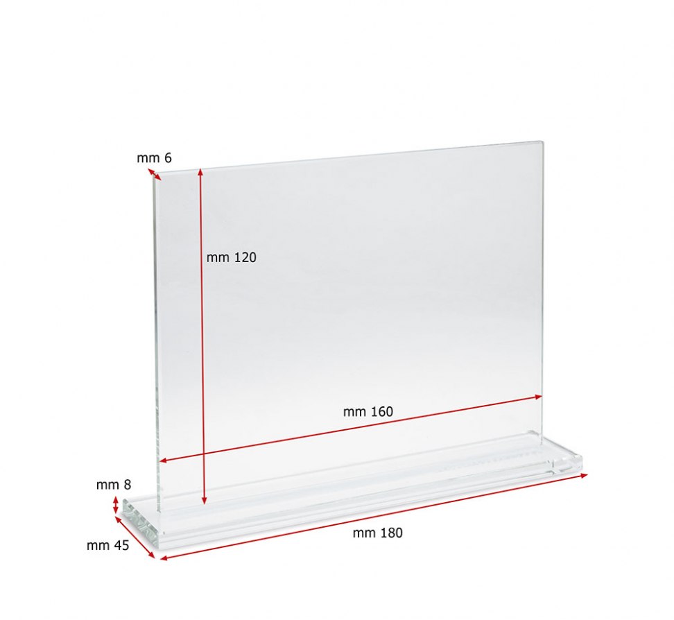 VETRO ORIZZONTALE CON BASE 160x120 mm