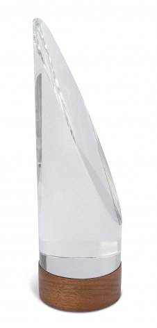 TROFEO CRISTALLO BASE LEGNO 7x23 CM