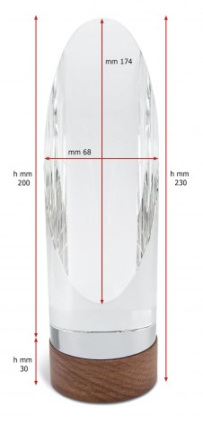 TROFEO CRISTALLO BASE LEGNO 7x23 CM