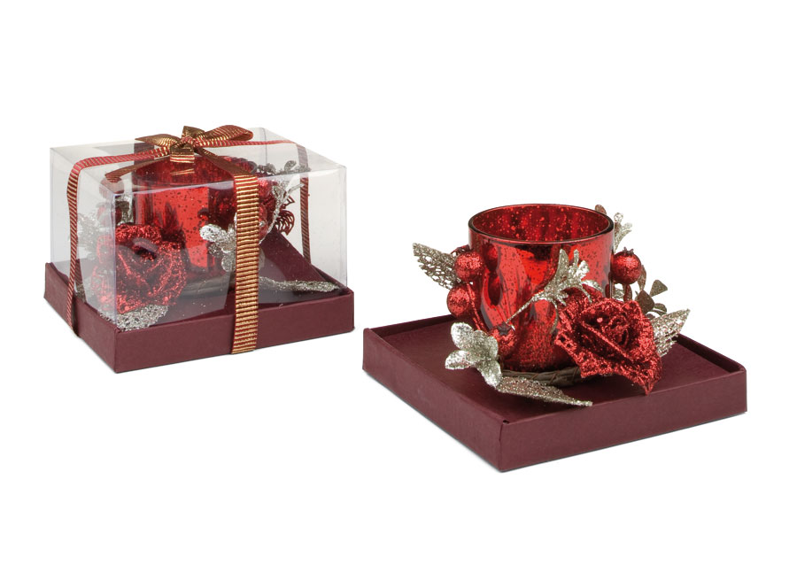 Candela Vetro Rosso 135X135 H 90 Mm