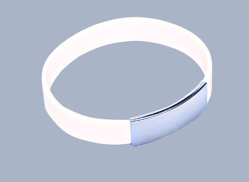 Bracciale Silicone Bianco Con Piastra