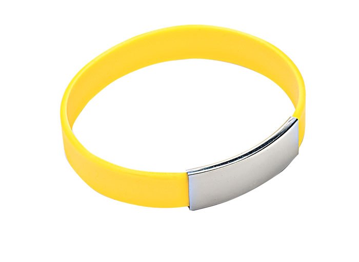 Bracciale Silicone Giallo Con Piastra
