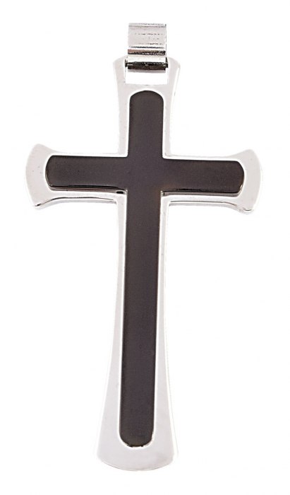Pendente Acciaio Croce - 28X47 Mm