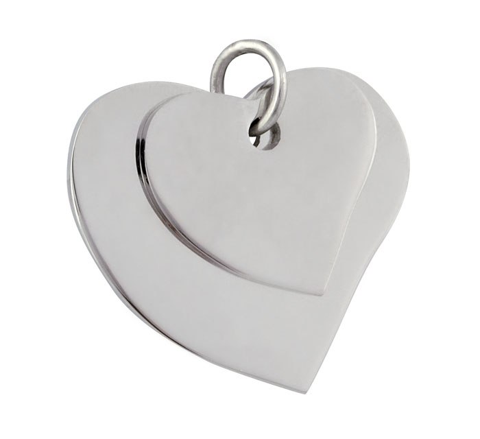 Pendente Acciaio Due Cuori - 30X30 Mm
