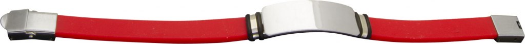 Bracciale Silicone Rosso E Acciaio