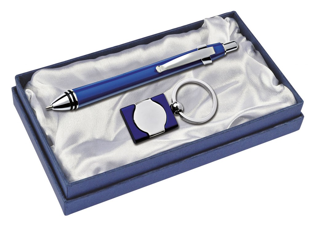 Set Penna E Portachiavi - Blu