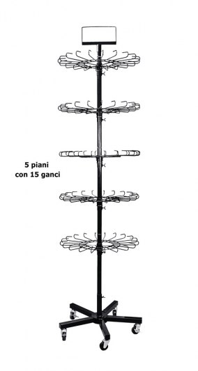 Espositore Nero H 188 Cm 5X15 Ganci