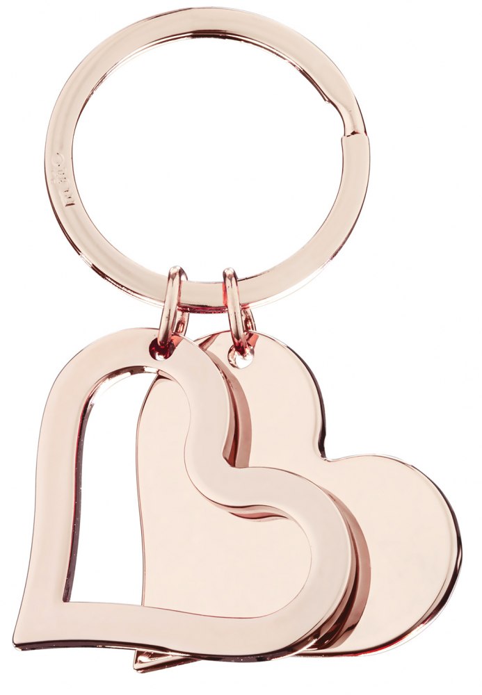 Portachiavi Doppio Cuore Rosato