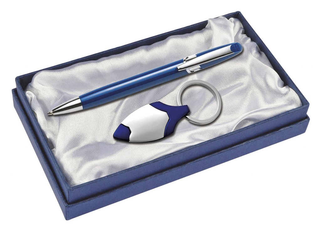 Set Penna E Portachiavi - Blu