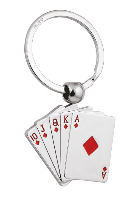 Portachiavi Poker Scala Reale Quadri
