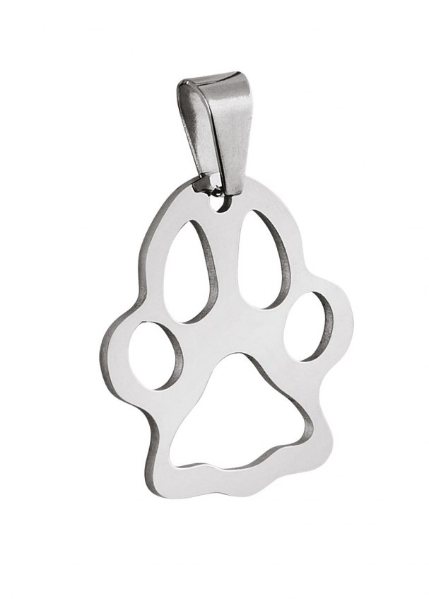 Pendente Acciaio Zampa Forata - 25X34 Mm