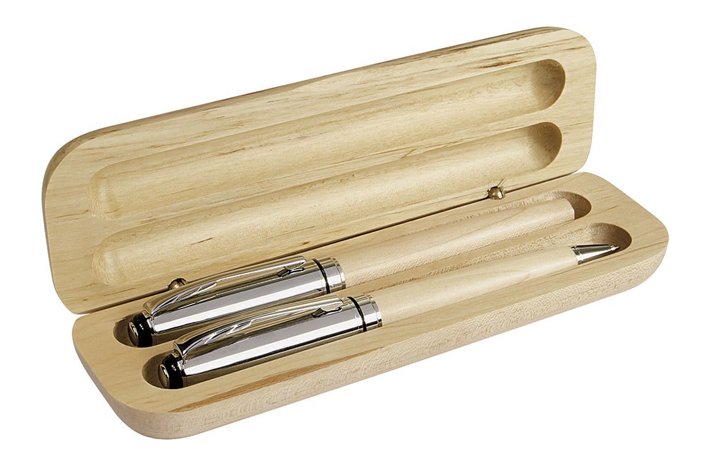Ball Pen E Roller In Legno Con Box