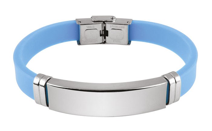 Bracciale Acciaio E Eva Azzurra 1Cm