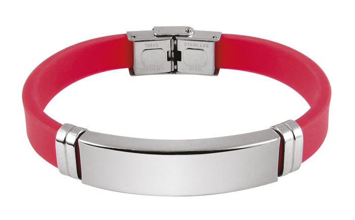 Bracciale Acciaio E Eva Rossa 1Cm