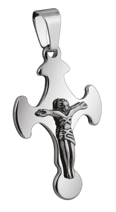 Pendente Croce Media Acciaio 27X44Mm