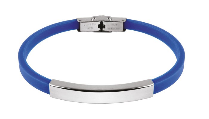 Bracciale Acciaio E Eva Blu 0.50Cm