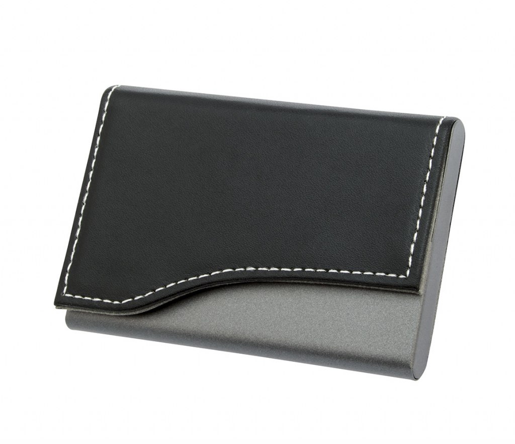 Portabiglietti Metallo Brunito Pu Nero