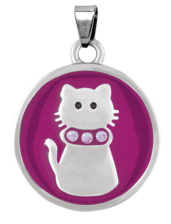 Pendente Acciaio Gatto Viola - 24.5 Mm