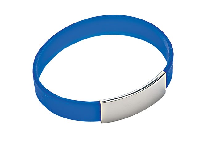 Bracciale Silicone Blu Con Piastra