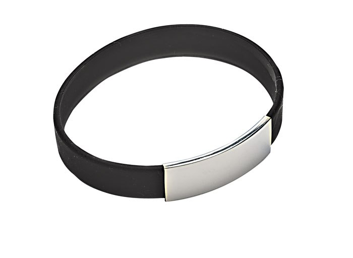 Bracciale Silicone Nero Con Piastra