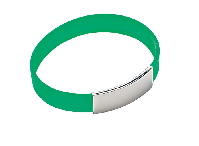 Bracciale Silicone Verde Con Piastra