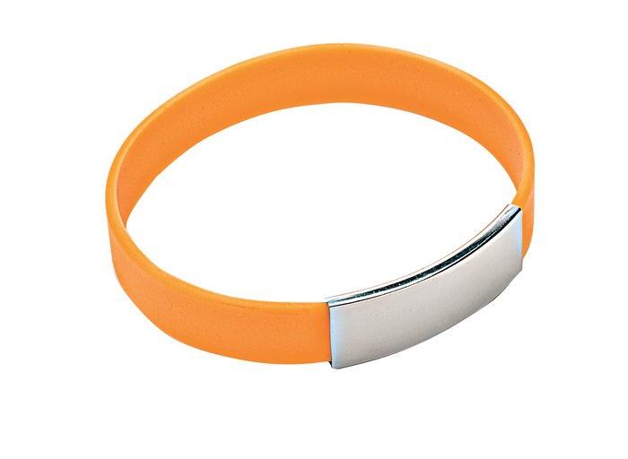 Bracciale Silicone Arancio Con Piastra