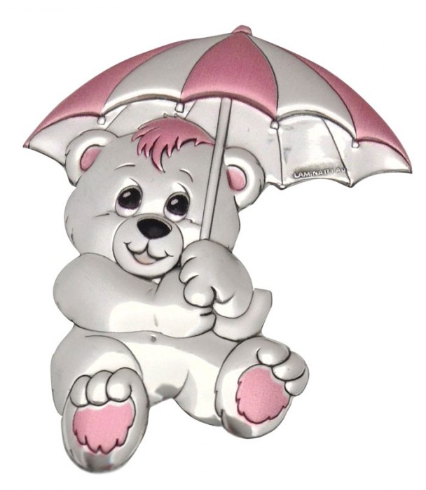 Blasone Orso Ombrello Rosa - Mm 61X80
