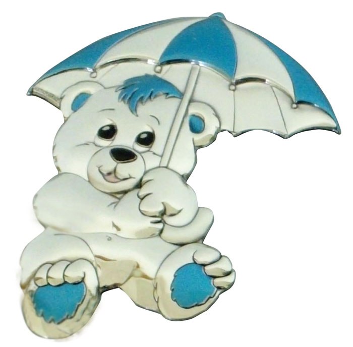 Blasone Orso Ombrello Azzurro - Mm 61X80