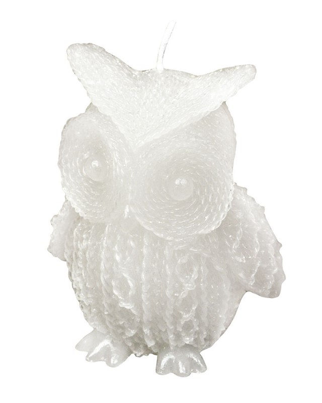 Candela Gufo Bianco Con Glitter