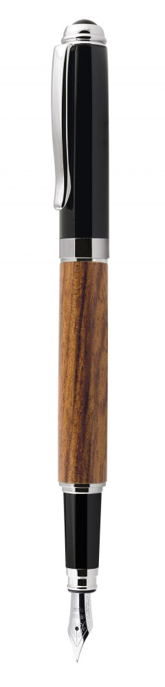 Stilografica In Legno E Metallo Nero